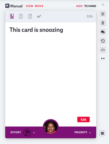Snoozing Card