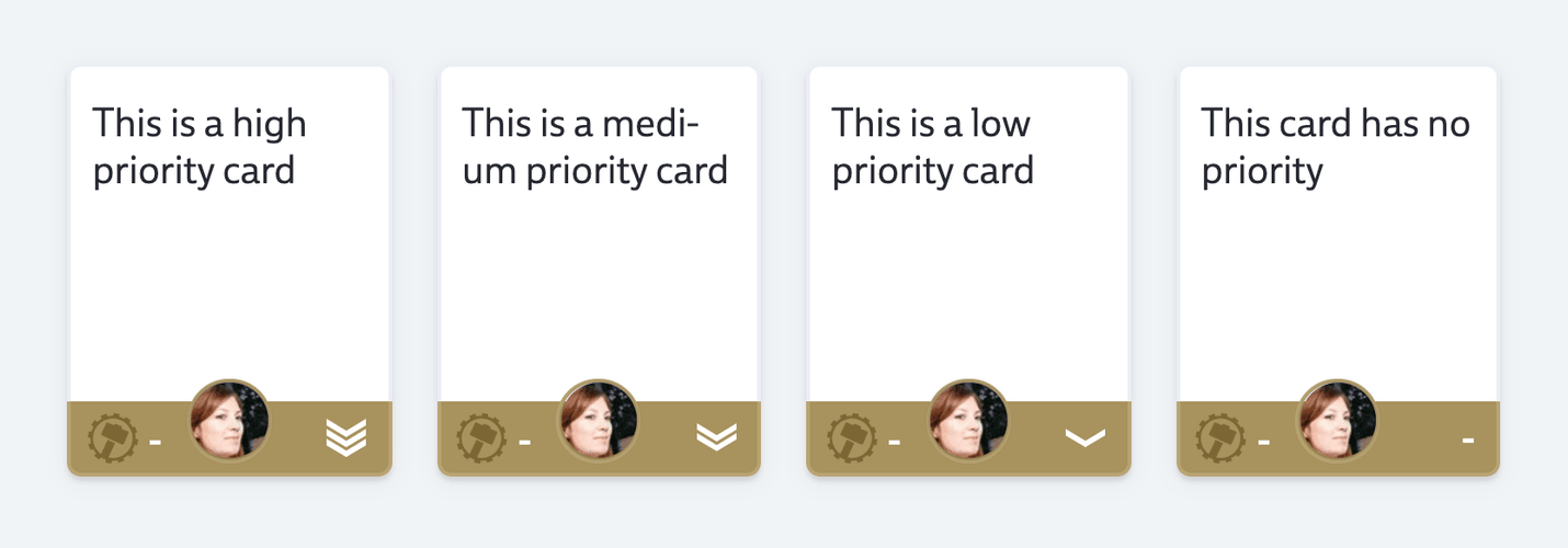 Cards with different priorities