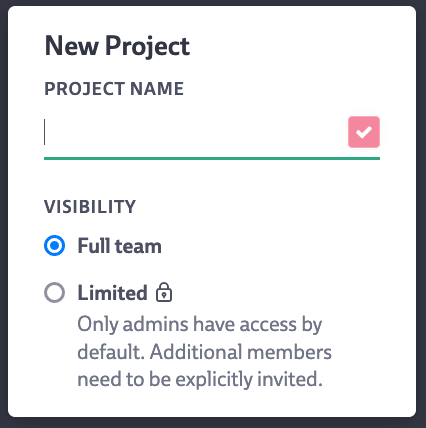 Project creation with project visibility option