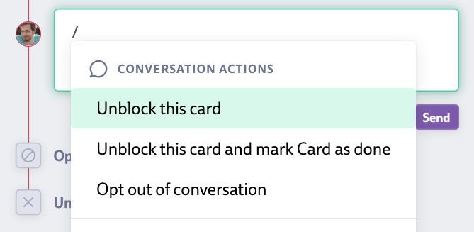 Slash Commands on a blocked card