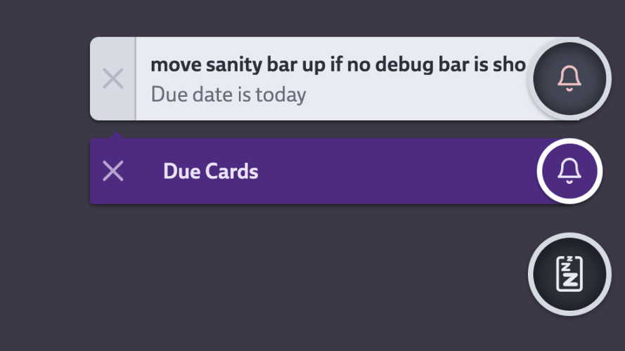 Notification for a due card